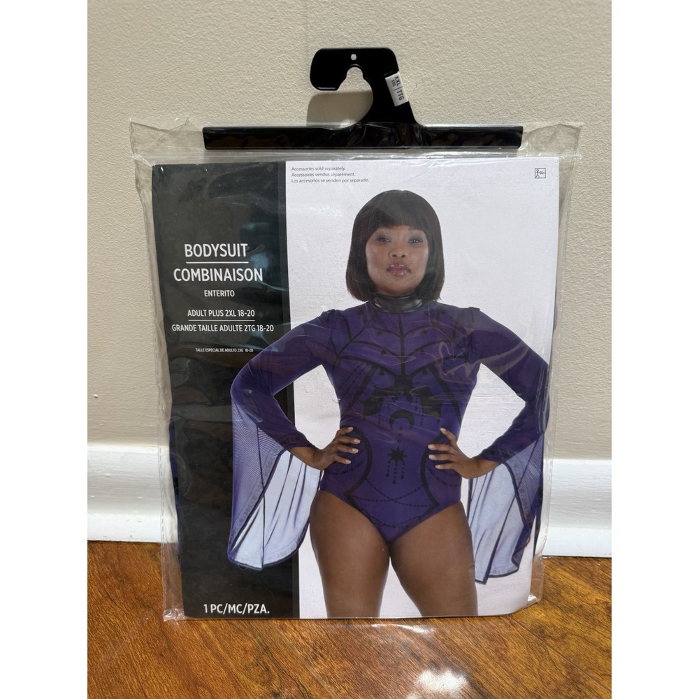 Bad Witch Bodysuit Purple Wicked Gothic Sexy Fancy Dress Halloween Adult Costume